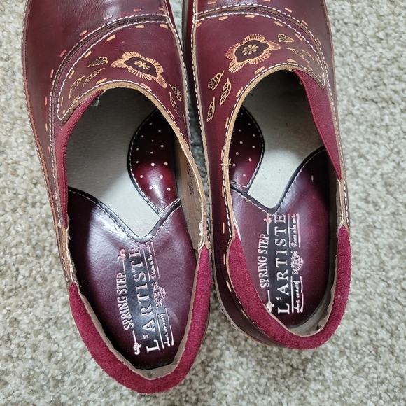 L’Artiste Spring Step Burbank-PR Leather Clog Women’s Size 36(US 5.5-6) Burgundy - Picture 4 of 11